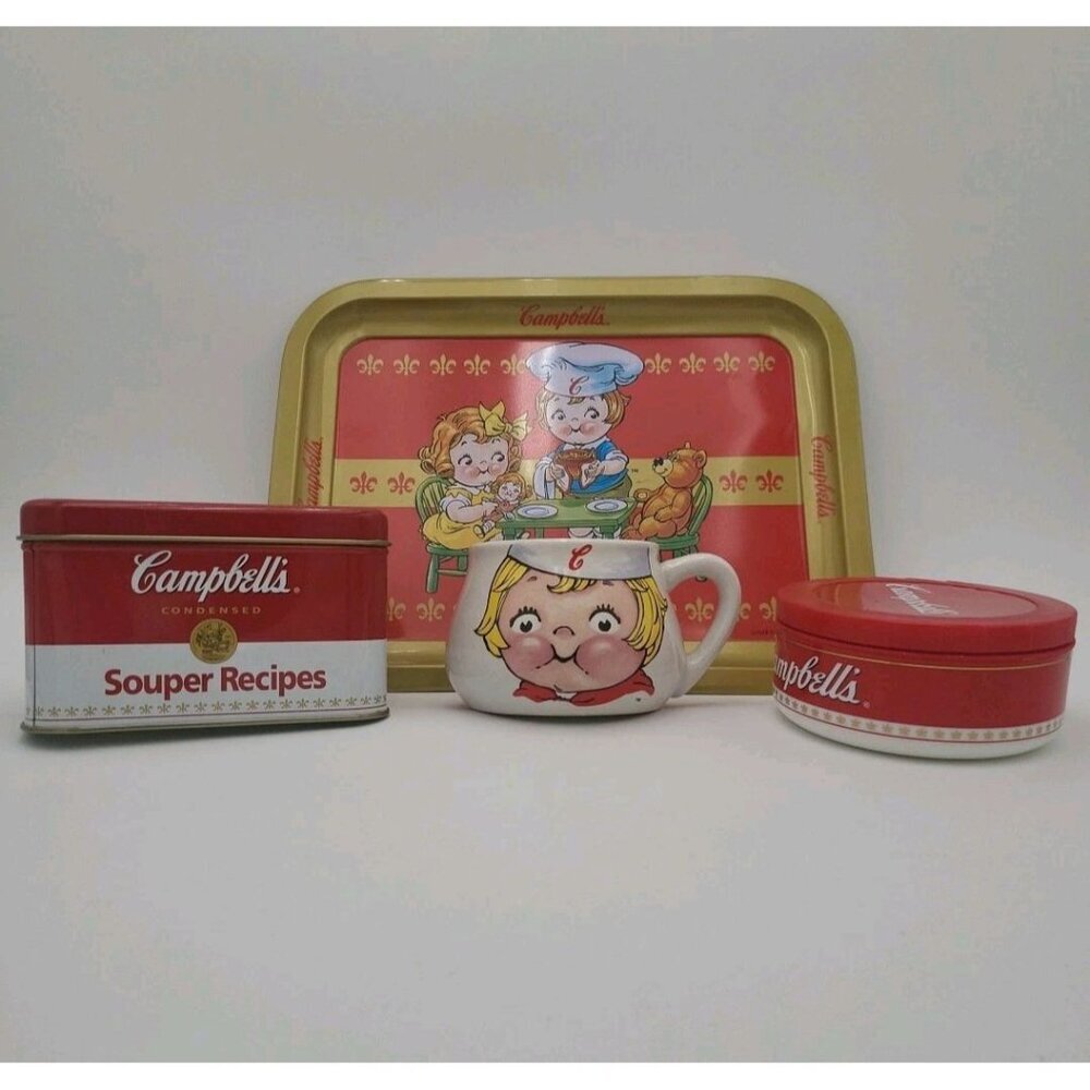 Campbell Soup Vintage Collection Mug Thermos Tray Recipe Tin‎ Collectible Set